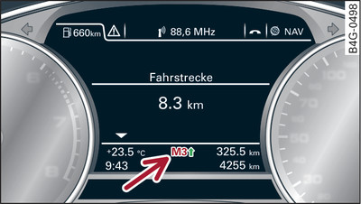 Gösterge tablosu: Tiptronik modunda vites göstergesi